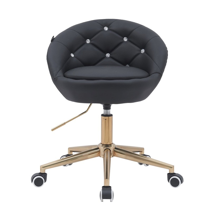 Fotel Hc948K Czarny Ekoskóra Złota Podstawa