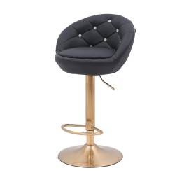 Fotel Hc948W Czarny Ekoskóra Złota Podstawa