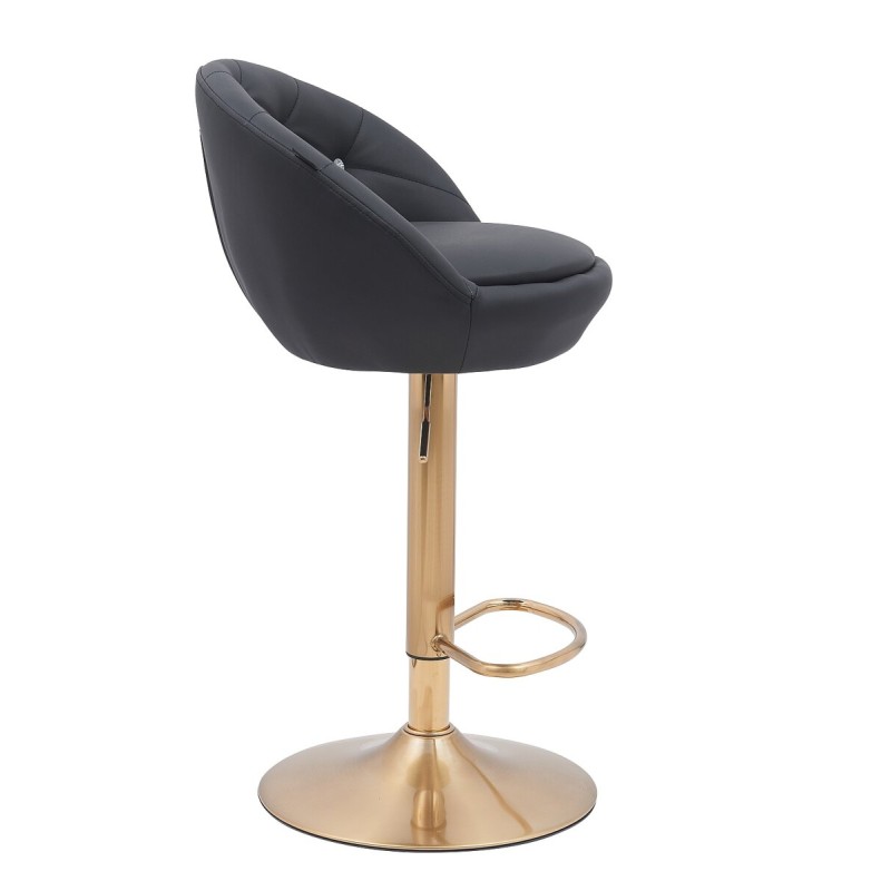 Fotel Hc948W Czarny Ekoskóra Złota Podstawa