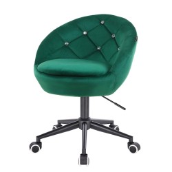 Fotel Hr948K Butelkowa Zieleń Welur Czarna Podstawa