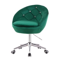 Fotel Hr948K Butelkowa Zieleń Welur Chromowana Podstawa