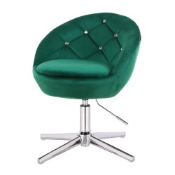 Fotel Hr948Cross Butelkowa Zieleń Welur Chromowana Podstawa