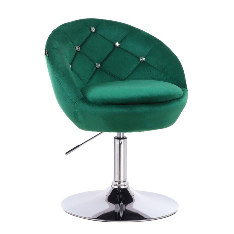 Fotel Hr948N Butelkowa Zieleń Welur Chromowana Podstawa