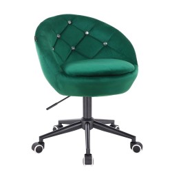 Fotel Hr948K Butelkowa Zieleń Welur Czarna Podstawa