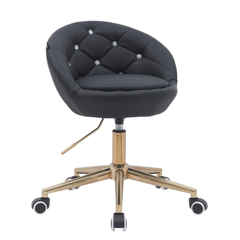 Fotel Hc948K Czarny Ekoskóra Złota Podstawa