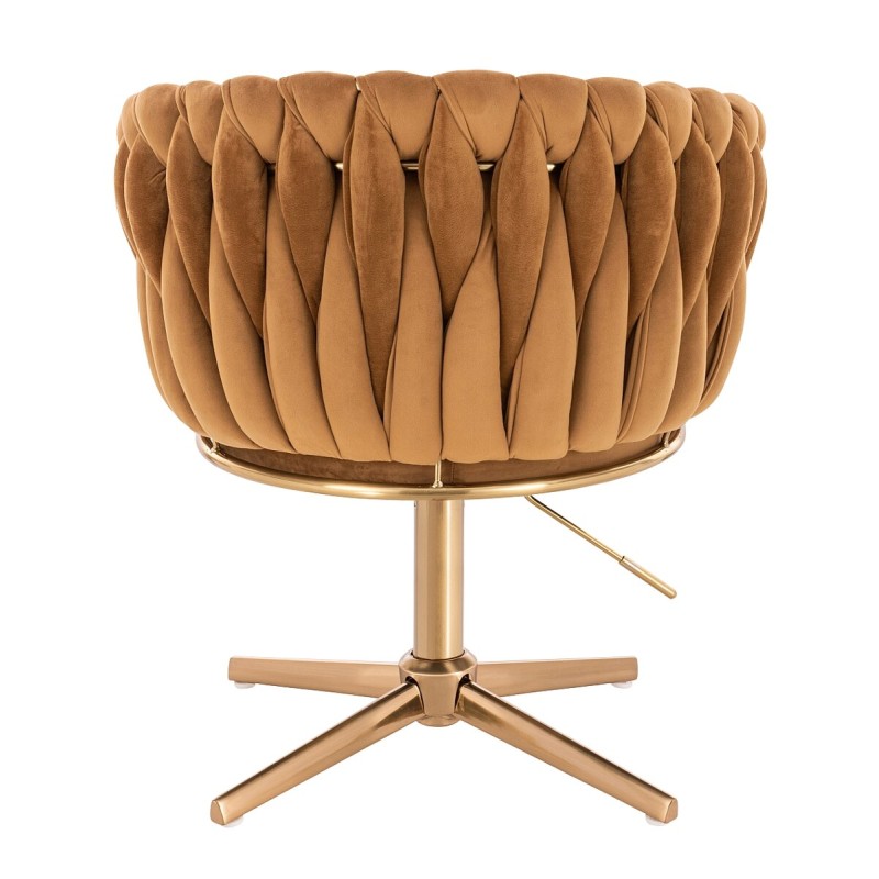 Fotel Hr750Cross Miodowy Welur Złota Podstawa