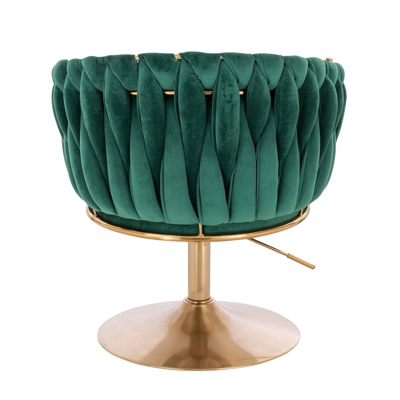 Fotel Hr750N Butelkowa Zieleń Welur Złota Podstawa