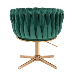 Fotel Hr750Cross Butelkowa Zieleń Welur Złota Podstawa