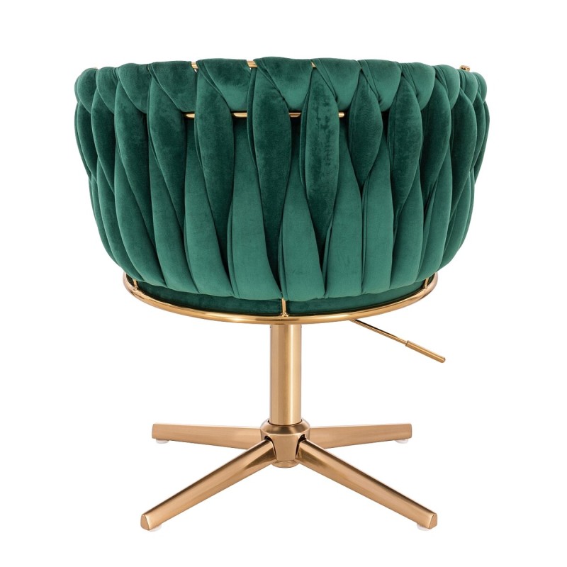 Fotel Hr750Cross Butelkowa Zieleń Welur Złota Podstawa