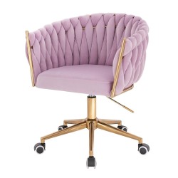 Fotel Hr750K Wrzosowy Welur Złota Podstawa