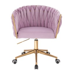 Fotel Hr750K Wrzosowy Welur Złota Podstawa