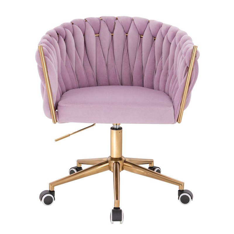 Fotel Hr750K Wrzosowy Welur Złota Podstawa