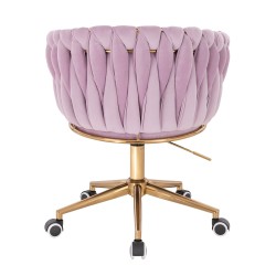 Fotel Hr750K Wrzosowy Welur Złota Podstawa