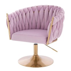 Fotel Hr750N Wrzosowy Welur Złota Podstawa