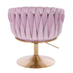 Fotel Hr750N Wrzosowy Welur Złota Podstawa