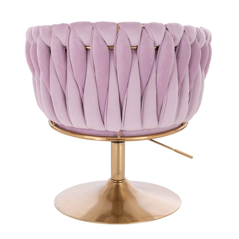 Fotel Hr750N Wrzosowy Welur Złota Podstawa