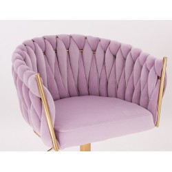 Fotel Hr750N Wrzosowy Welur Złota Podstawa