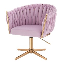 Fotel Hr750Cross Wrzosowy Welur Złota Podstawa