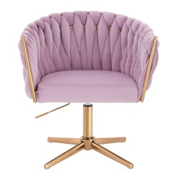 Fotel Hr750Cross Wrzosowy Welur Złota Podstawa