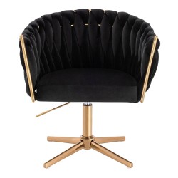 Fotel Hr750Cross Czarny Welur Złota Podstawa