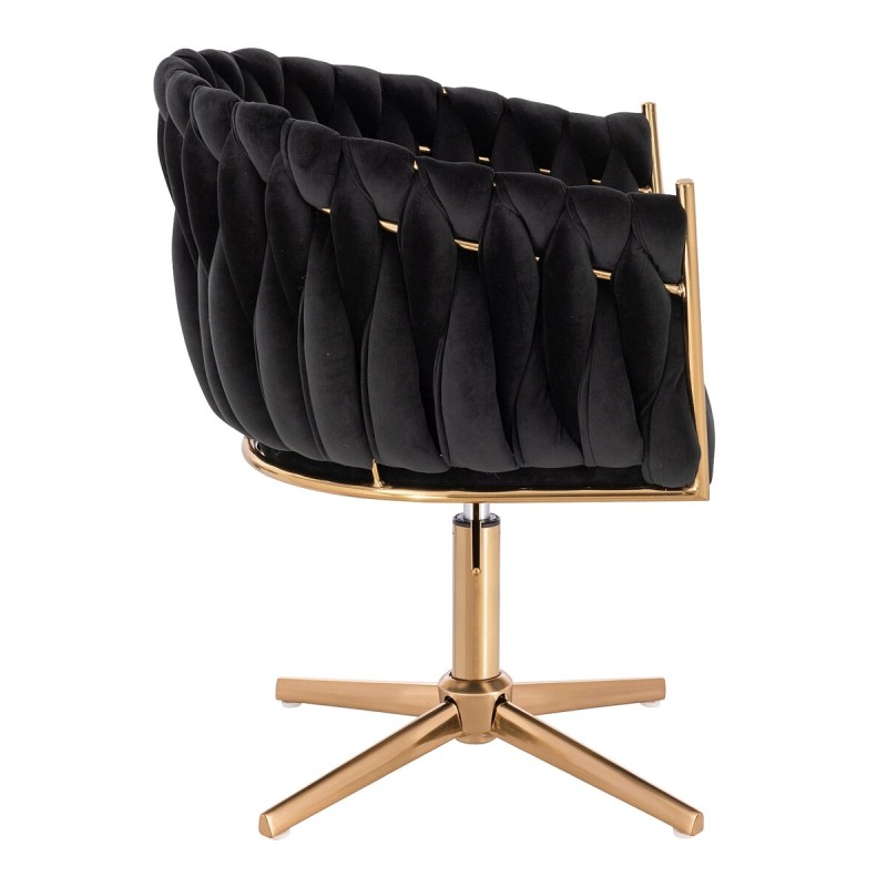Fotel Hr750Cross Czarny Welur Złota Podstawa