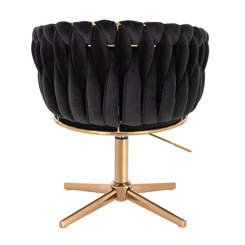Fotel Hr750Cross Czarny Welur Złota Podstawa