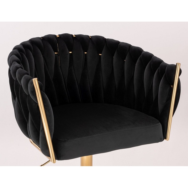 Fotel Hr750Cross Czarny Welur Złota Podstawa