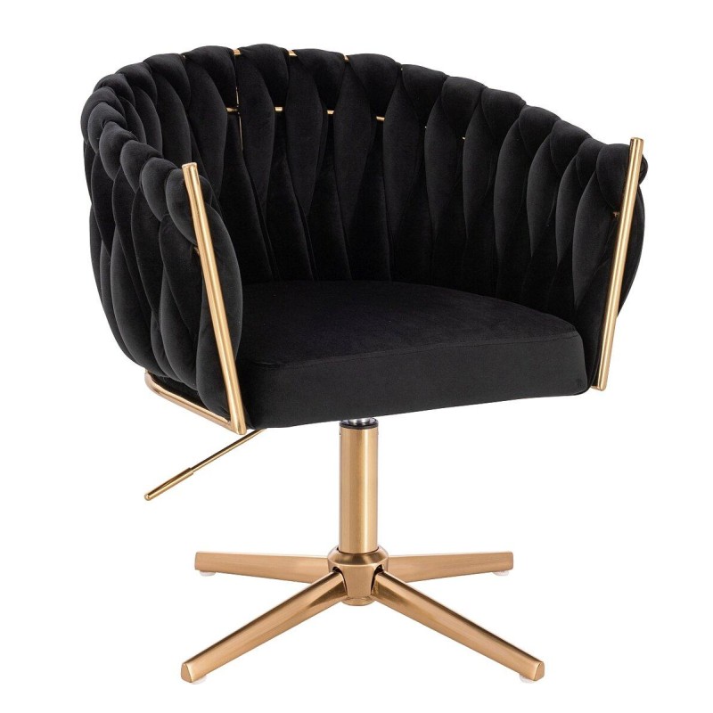 Fotel Hr750Cross Czarny Welur Złota Podstawa