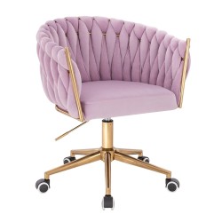 Fotel Hr750K Wrzosowy Welur Złota Podstawa