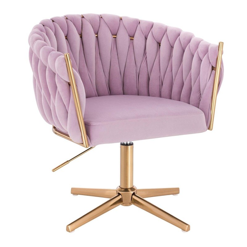 Fotel Hr750Cross Wrzosowy Welur Złota Podstawa