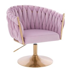 Fotel Hr750N Wrzosowy Welur Złota Podstawa