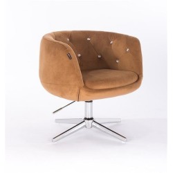 Fotel Hr333Cross Miodowy Welur Chromowana Podstawa