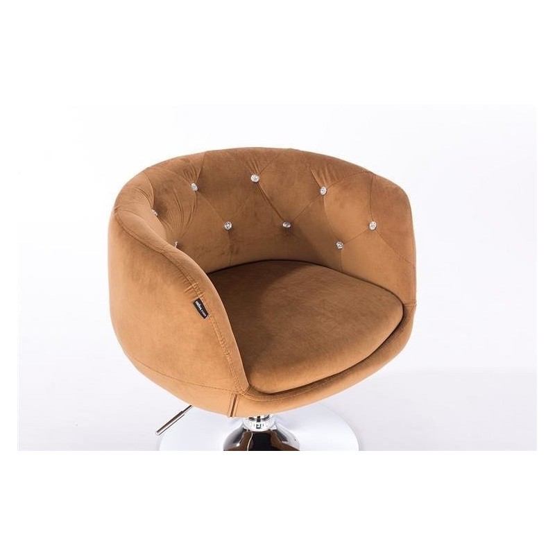 Fotel Hr333Cross Miodowy Welur Chromowana Podstawa