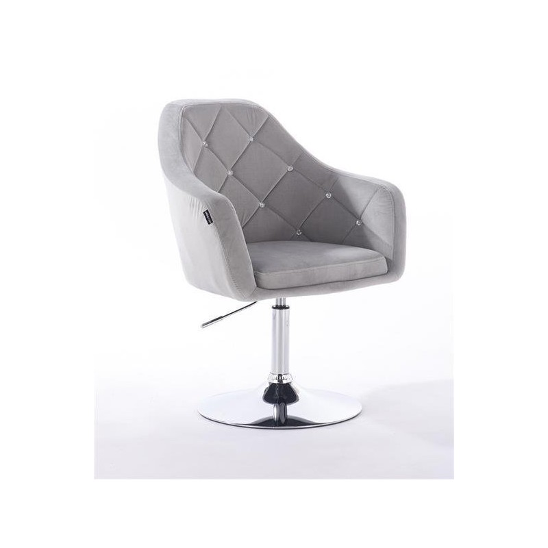 Steel velour cosmetic chair silver-base