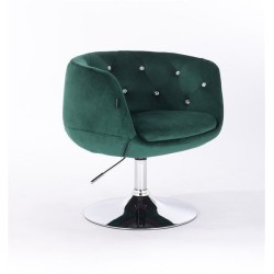 Fotel Hr333N Butelkowa Zieleń Welur Chromowana Podstawa