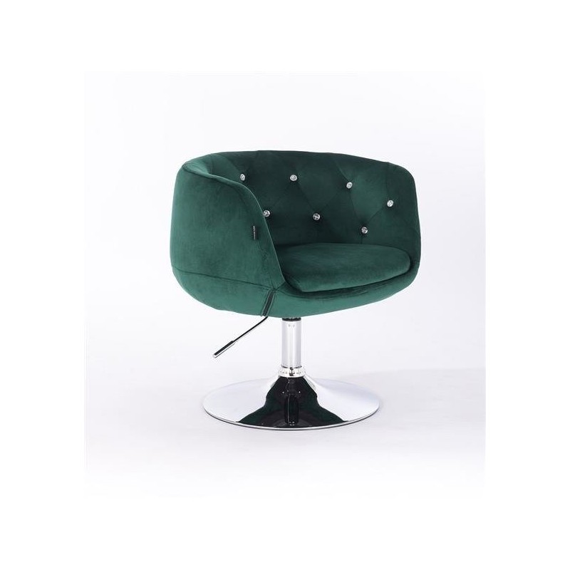Fotel Hr333N Butelkowa Zieleń Welur Chromowana Podstawa