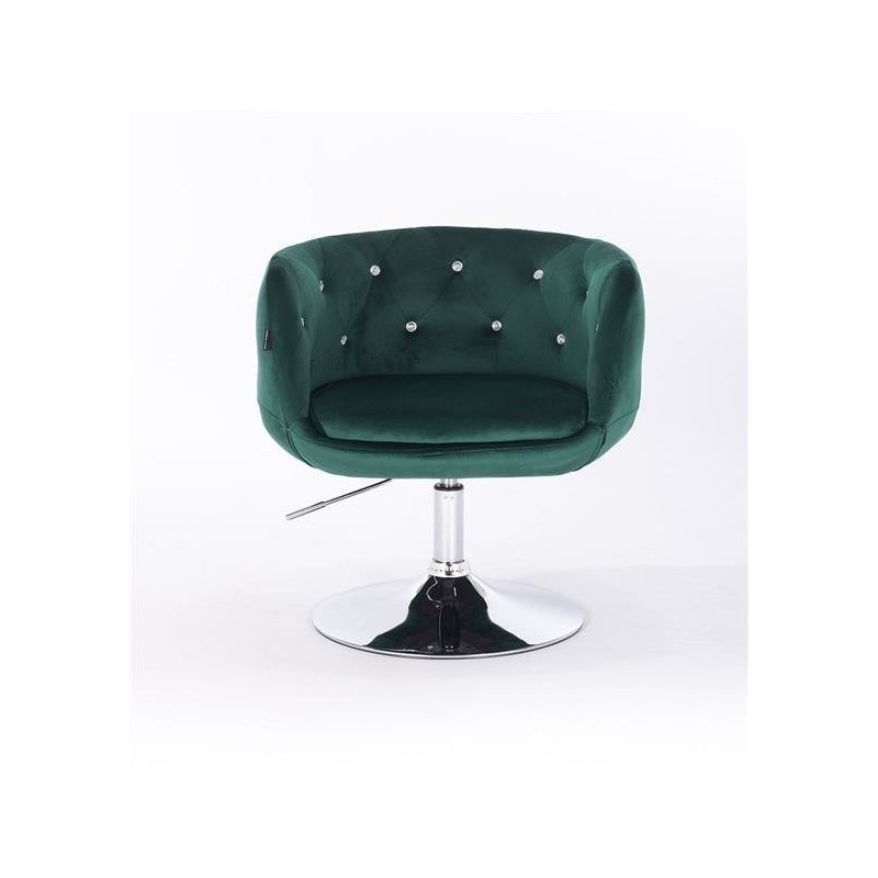 Fotel Hr333N Butelkowa Zieleń Welur Chromowana Podstawa