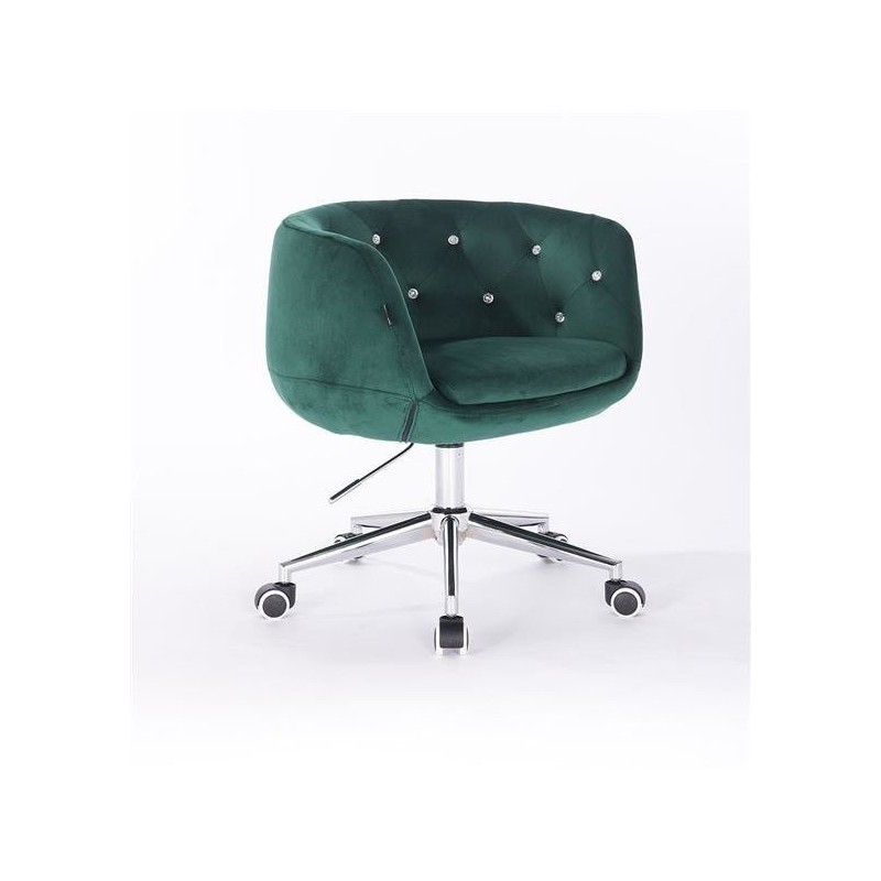 Fotel Hr333K Butelkowa Zieleń Welur Chromowana Podstawa
