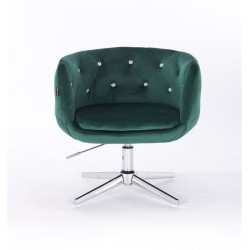 Fotel Hr333Cross Butelkowa Zieleń Welur Chromowana Podstawa