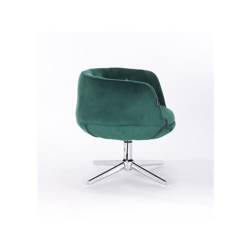 Fotel Hr333Cross Butelkowa Zieleń Welur Chromowana Podstawa