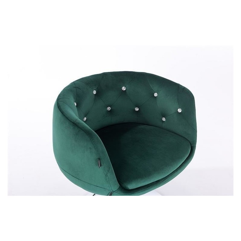 Fotel Hr333Cross Butelkowa Zieleń Welur Chromowana Podstawa