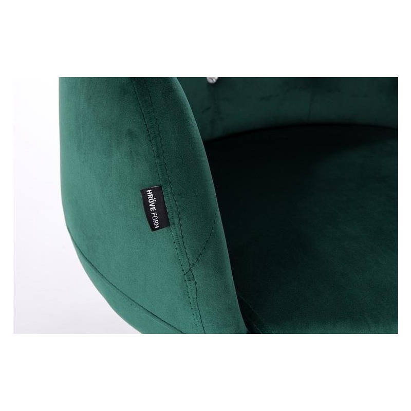 Fotel Hr333Cross Butelkowa Zieleń Welur Chromowana Podstawa