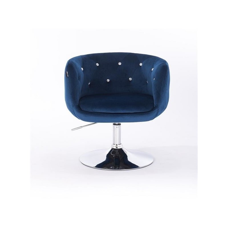 Fotel Hr333N Ciemne Morze Welur Chromowana Podstawa