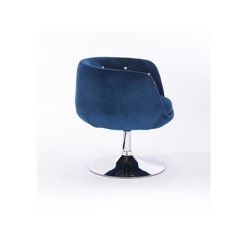 Fotel Hr333N Ciemne Morze Welur Chromowana Podstawa