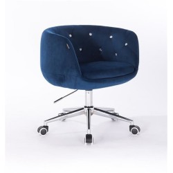 Fotel Hr333K Ciemne Morze Welur Chromowana Podstawa