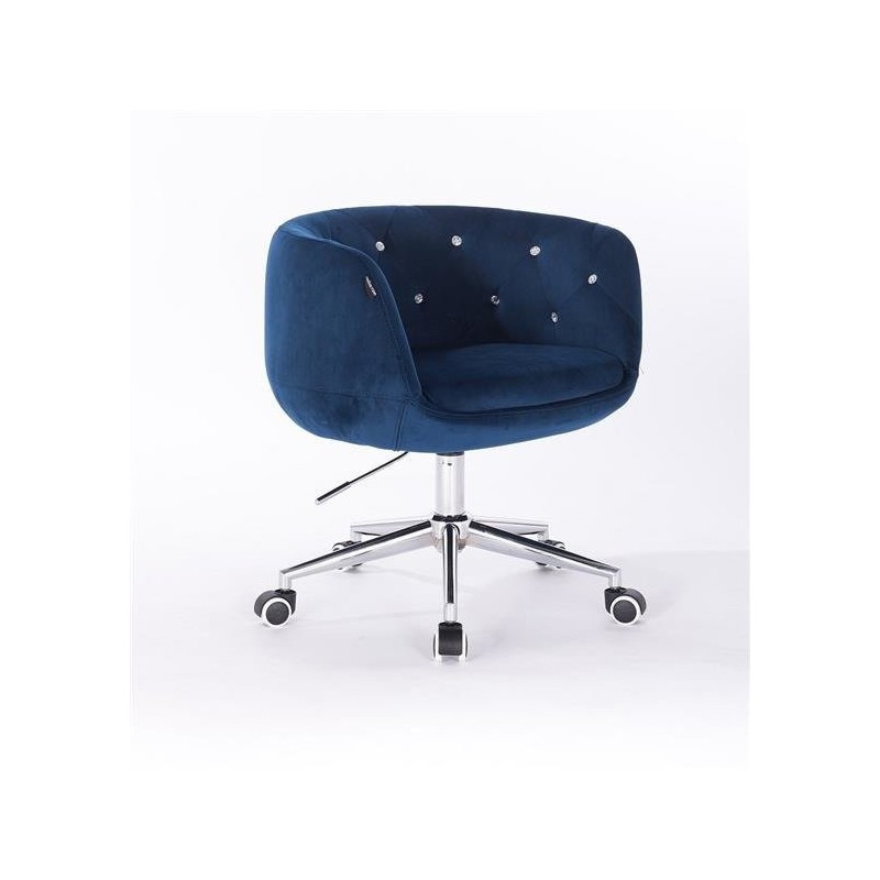 Fotel Hr333K Ciemne Morze Welur Chromowana Podstawa