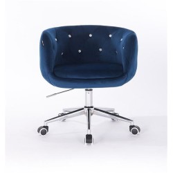 Fotel Hr333K Ciemne Morze Welur Chromowana Podstawa