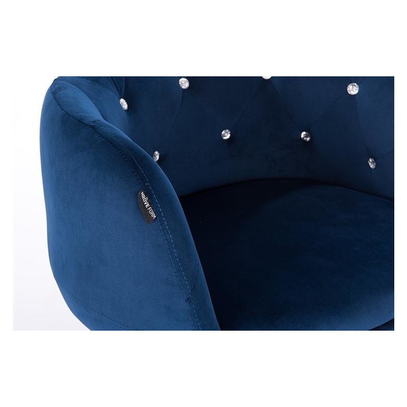 Fotel Hr333K Ciemne Morze Welur Chromowana Podstawa