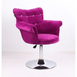 Fuchsia velvet cosmetic chair, silver