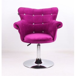 Fuchsia velvet cosmetic chair silver